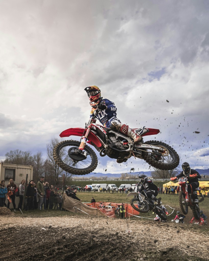 Dirt bike in mid-air
